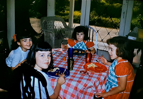 Girls kid table having - "kid's, table"