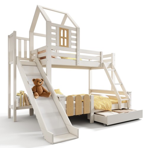 White kids bunk - bunk, bed