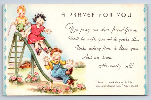 Vtg postcard kids playing - vtg,