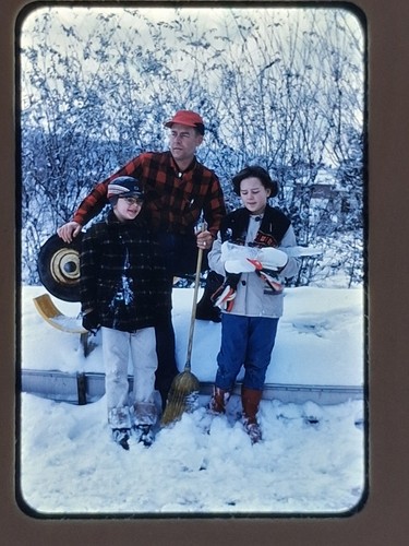 Family winter snow kodachrome - family,